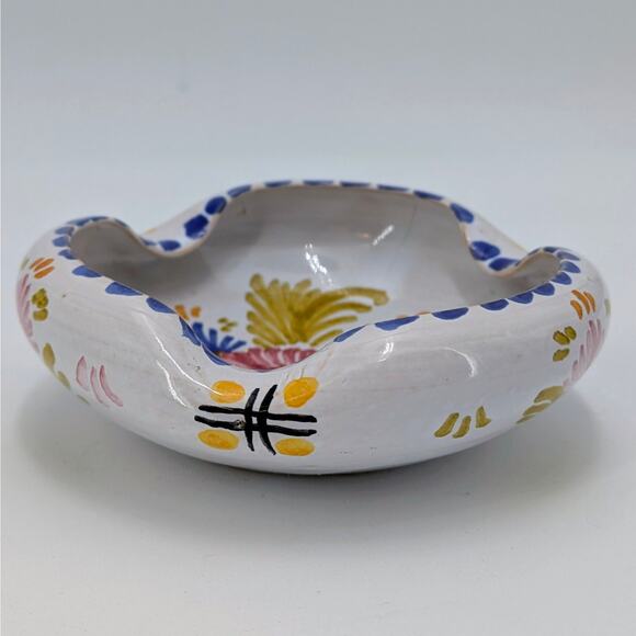 VTG Talavera Ceramic Dish Ashtray Spoon Rest Hand Painted Majolica Floral Spain - Picture 8 of 13